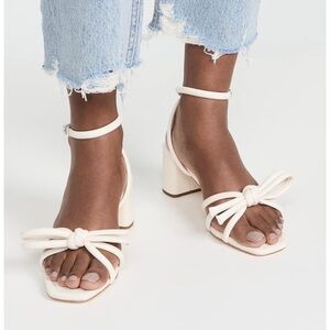 Women's white Strappy Block Heels